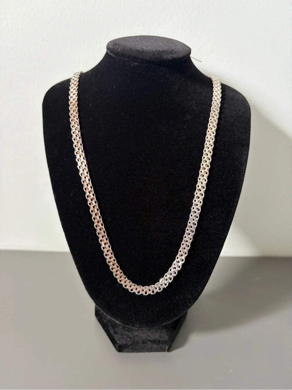 Milor 925 Sterling Silver 28” Italian Double Link Chain Necklace